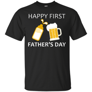 Happy first Father's Day T-Shirt - TEEEVER - Black / S- Short Sleeve -TeeEver.com