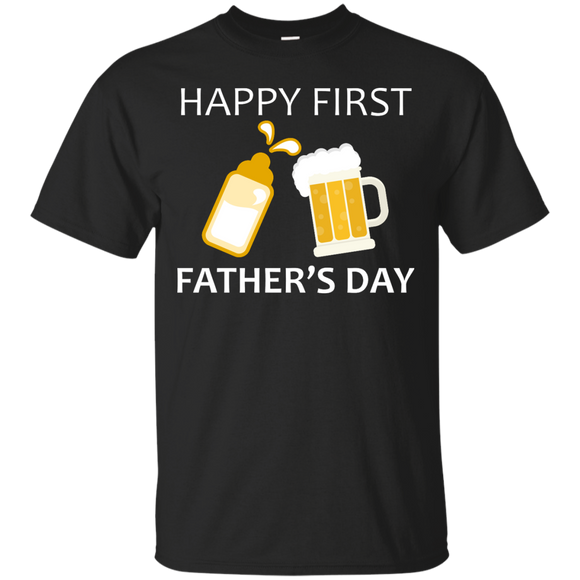 Happy first Father's Day T-Shirt - TEEEVER - Black / S- Short Sleeve -TeeEver.com