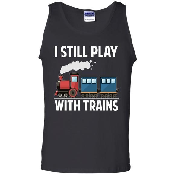 CUTE I STILL PLAY WITH TRAINS - Father's Day Gift Tank Top - Teeever.com - Black / S- Sleeveless -TeeEver.com