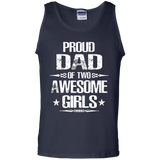 Proud Dad Of Two Awesome Girl - Gift for Dad Tank Top - TEEEVER - Navy / S- Sleeveless -TeeEver.com