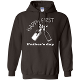 happy-first-father's-day Pullover Hoodie 8 oz - Dark Chocolate / S- Hoodies -TeeEver.com