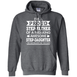 Men's Proud Step-Father of Awesome Step-Daughter Fathers Day Hoodie - TEEEVER - Dark Heather / S- Hoodies -TeeEver.com