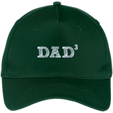 Men's Dad3 Three Kids Father's Day Father of Three - Five Panel Twill Cap - Hunter / One Size- Hats -TeeEver.com