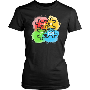 Autism Awareness Light it up Blue Ladies T shirt