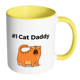 #1 Cat Daddy - Mugs - Father's Day Gift Idea - Accent Mug - Yellow- Drinkware -TeeEver.com