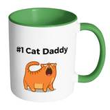 #1 Cat Daddy - Mugs - Father's Day Gift Idea - Accent Mug - Green- Drinkware -TeeEver.com