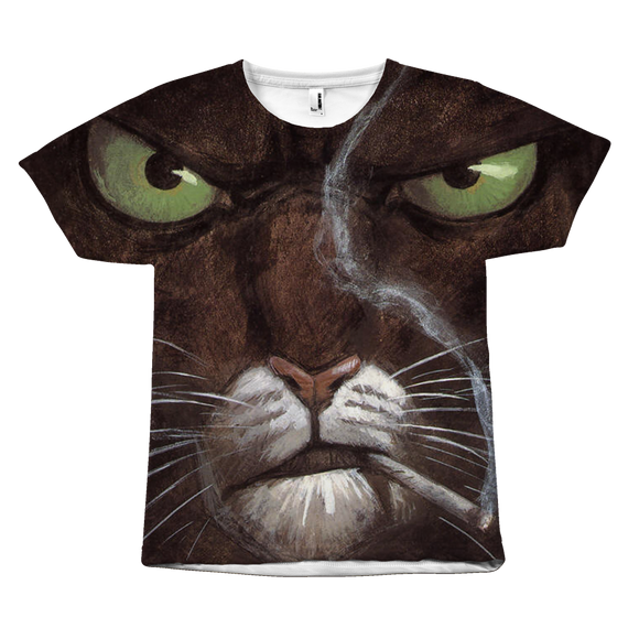 Black Cat Graphic - All Over Print Tee