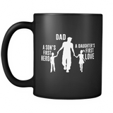 Dad a Sons First Hero a Daughters First Love - Mug - TEEEVER - - Drinkware -TeeEver.com