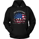 Mens All American Dad American Flag - Father's Day Gift - t shirt tank top hoodie - TEEEVER - Unisex Hoodie / Black / S- T-shirt -TeeEver.com