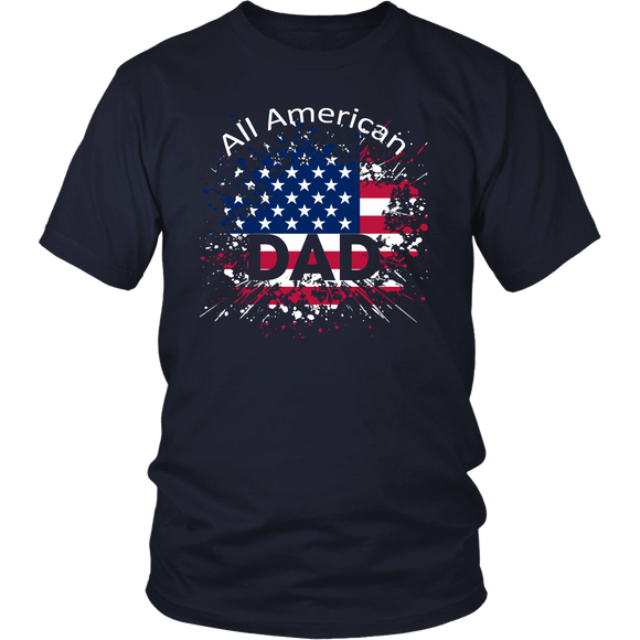 Mens All American Dad American Flag - Father's Day Gift - t shirt tank top hoodie - TEEEVER - District Unisex Shirt / Navy / S- T-shirt -TeeEver.com