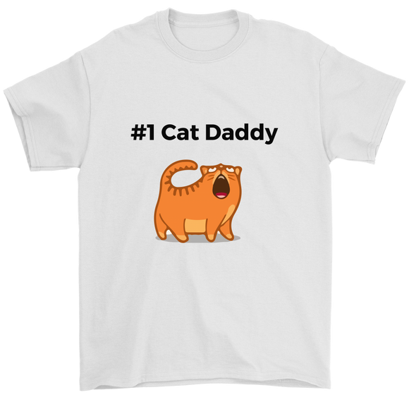 #1 Cat Daddy - T-shirt - Father's Day Gift Idea - Gildan Mens T-Shirt / White / S- T-shirt -TeeEver.com