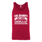 Ask Grandpa Anything Funny Father's Day - Gift Smart - T shirt tank top hoodie - Canvas Unisex Tank / Red / S- T-shirt -TeeEver.com