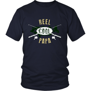 Mens Reel Cool Papa - Cute Fishing Father's Day Gift - t shirt tank top hoodie - TEEEVER - District Unisex Shirt / Navy / S- T-shirt -TeeEver.com